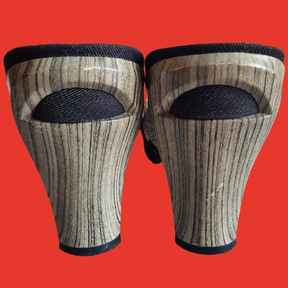 Y2K Diesel Suede Leather Mules Sandals Slip On Heels US Size 7 Beige Black - Picture 7 of 8